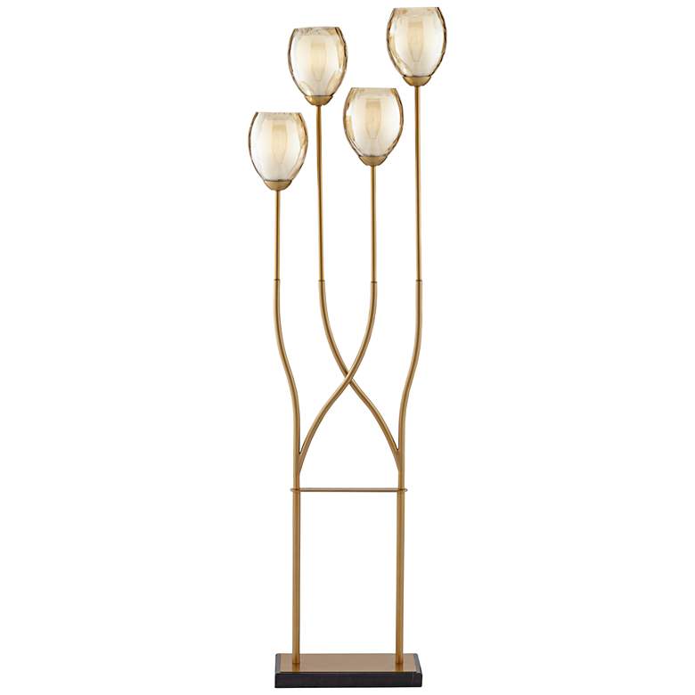 Image 2 Pacific Coast Lighting Tulip 64 inch High 4-Light Warm Brass Floor Lamp