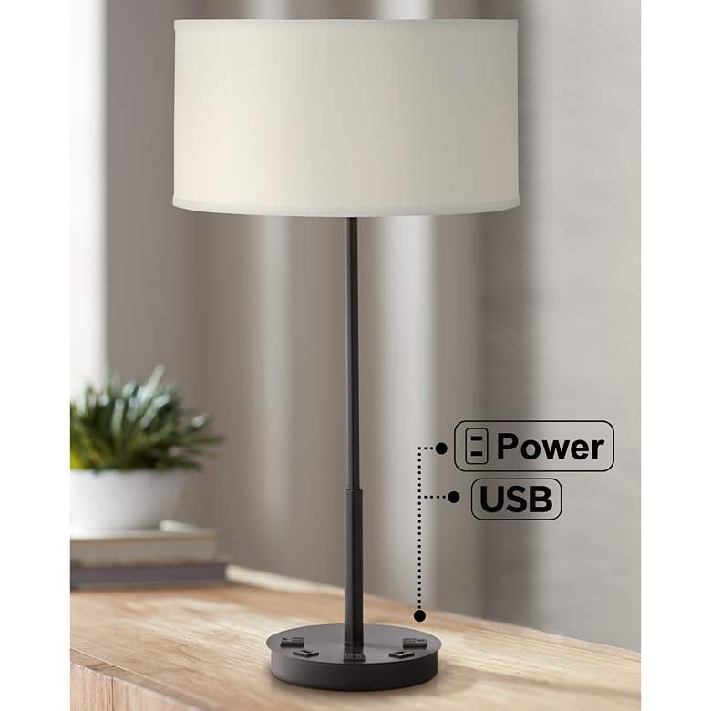 Image 1 Pacific Coast Lighting Undine Dark Bronze USB Ports and Outlets Table Lamp