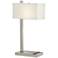 Pacific Coast Lighting Vendi Brushed Nickel USB Port and Outlet Table Lamp