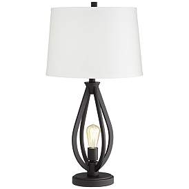 Image2 of Pacific Coast Lighting Verna Black Metal Caged Table Lamp with Night Light