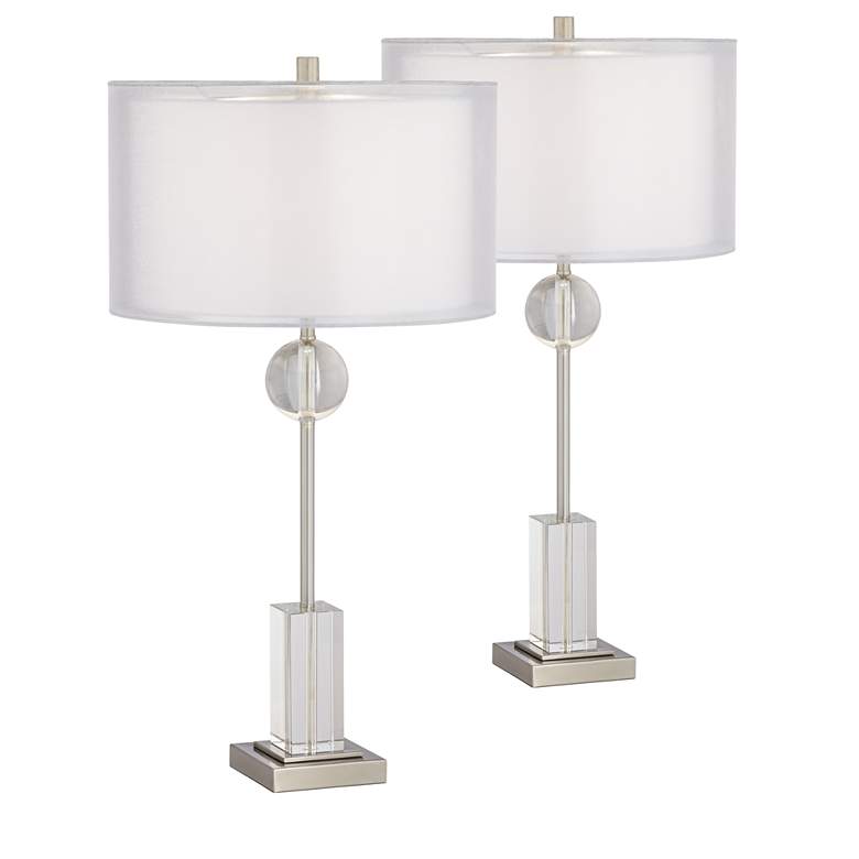 Image 2 Pacific Coast Lighting Vincent Nickel Crystal Console Table Lamps Set of 2