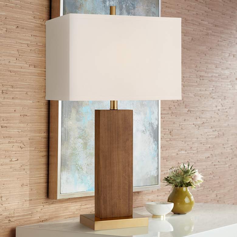 Image 1 Pacific Coast Lighting Walnut Grove Modern Wood Table Lamp