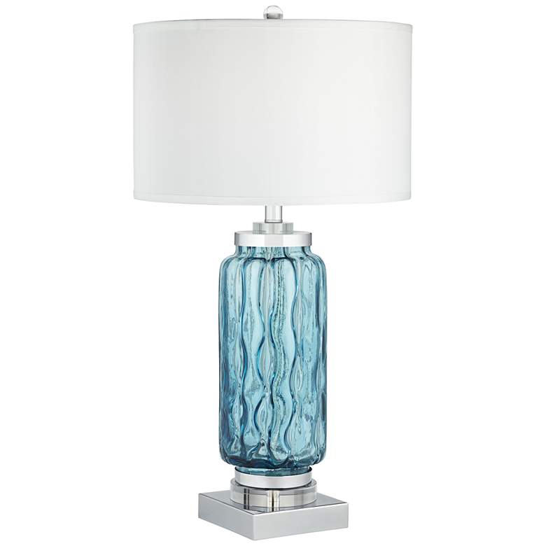 Image 2 Pacific Coast Lighting Waverly Blue Glass Modern Coastal Table Lamp
