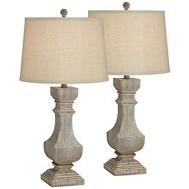 Image2 of Pacific Coast Lighting Wilmington Gray Wash Poly Wood Table Lamps Set of 2