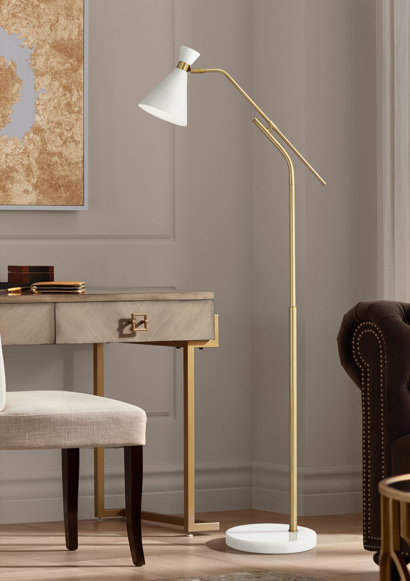 Pacific Coast Lighting Windsor Gold And White Modern Swivel Floor Lamp   Pacific Coast Lighting Windsor Gold And White Modern Swivel Floor Lamp  137r8cropped 