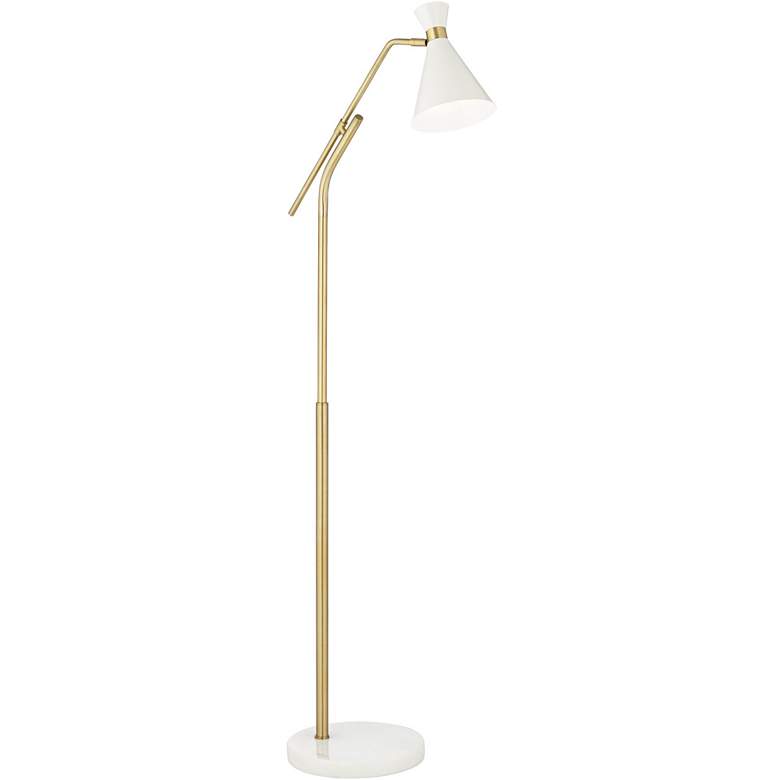 Image 7 Pacific Coast Lighting Windsor Gold and White Modern Swivel Floor Lamp more views