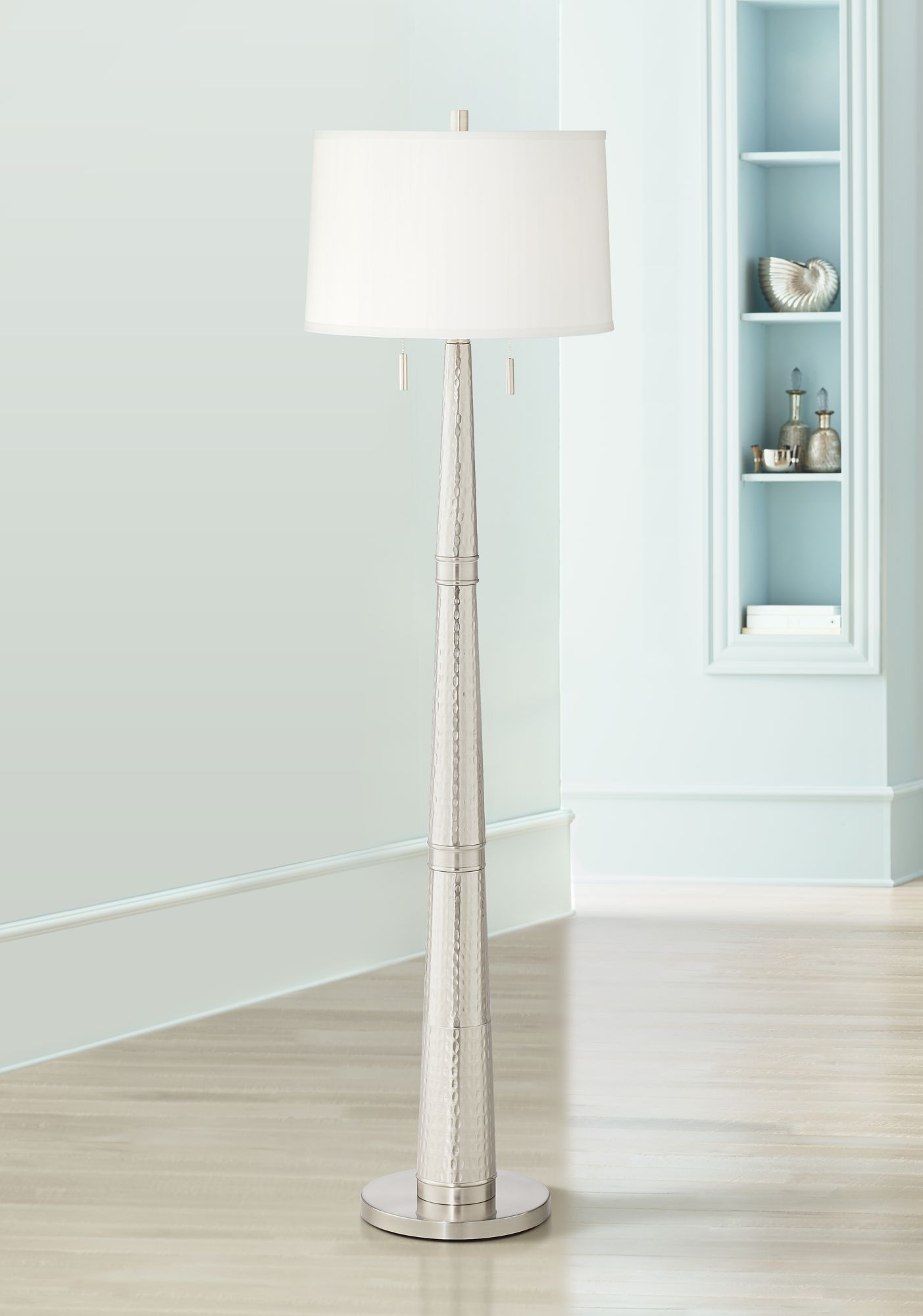 Image Pacific Coast Lighting Zarah 63" Hammered Brushed Nickel Floor Lamp