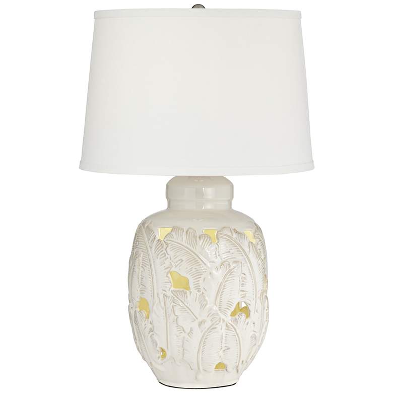 Image 2 Pacific Coast Saldiva 25" Tropical Leaf Night Light Ceramic Table Lamp