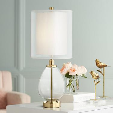 Pacific Coast Sophie 29" Glass and Brass Double Shade USB Table Lamp