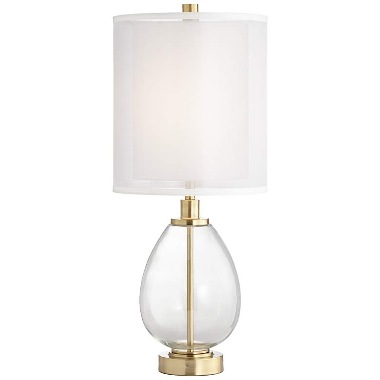 Image 2 Pacific Coast Sophie 29" Glass and Brass Double Shade USB Table Lamp