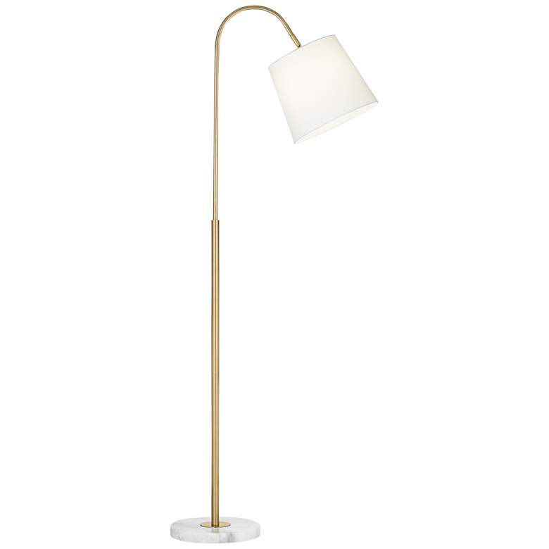 Image 2 Pacific Coast Westford 68" Brass and White Glass Downbridge Floor Lamp