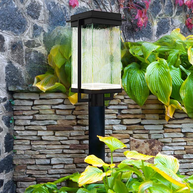 Image 1 Pacific Fusion 18" High Matte Black LED Outdoor Post Light