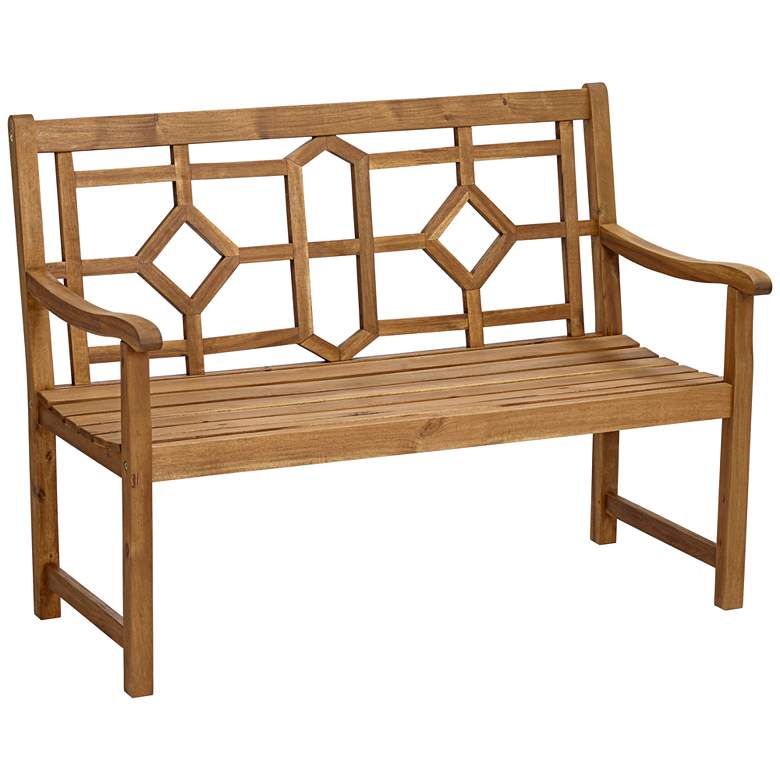 Image 1 Pacific Grove 47 1/2 inchW Natural Wood Geometric Outdoor Bench