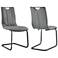 Pacific Set of 2 Dining Chairs in Gray Faux Leather and Black Finish
