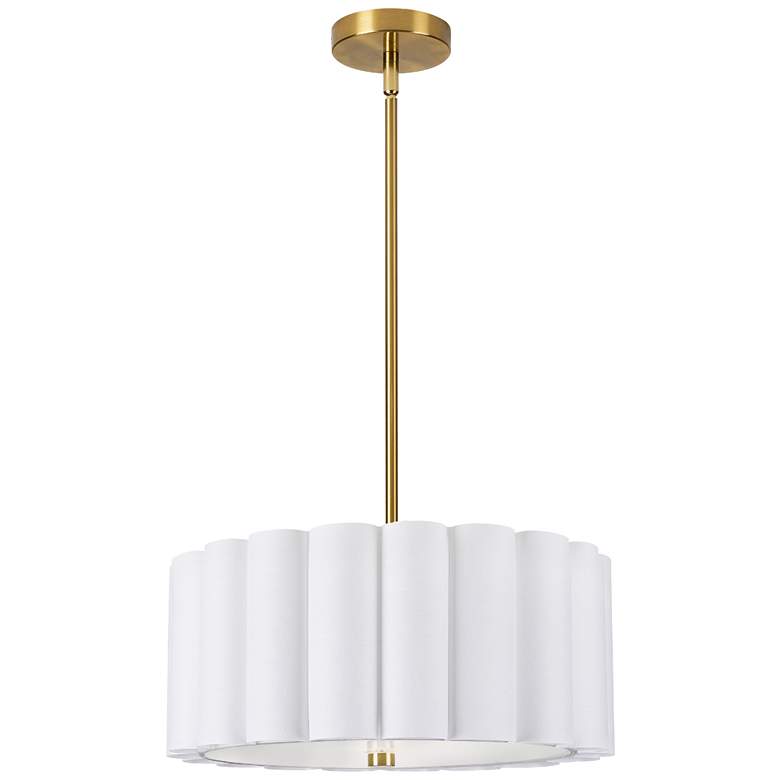 Image 1 Pacifica 16" Wide 3-Light Aged Brass Finish Pendant w/ White Shade