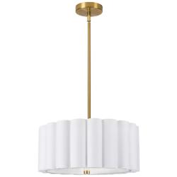 Pacifica 16" Wide 3-Light Aged Brass Finish Pendant w/ White Shade