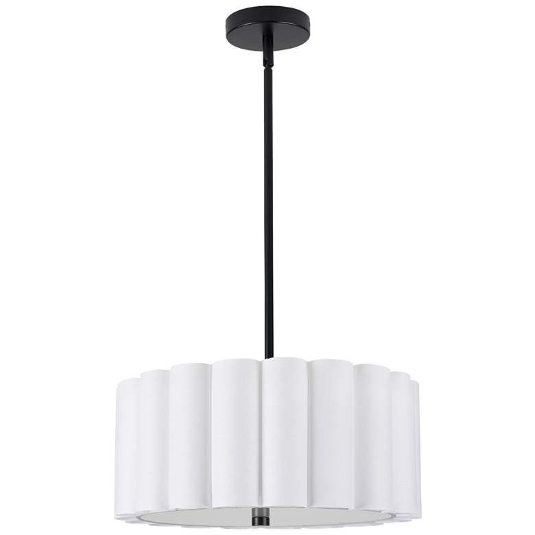 Image 1 Pacifica 16" Wide 3-Light Matte Black Finish Pendant w/ White Shade