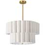 1_Pacifica 22" Wide 4-Light Aged Brass Finish Pendant w/ Flax Shade