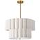 Pacifica 22" Wide 4-Light Aged Brass Finish Pendant w/ Flax Shade