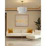 2_Pacifica 22" Wide 4-Light Aged Brass Finish Pendant w/ Flax Shade more views