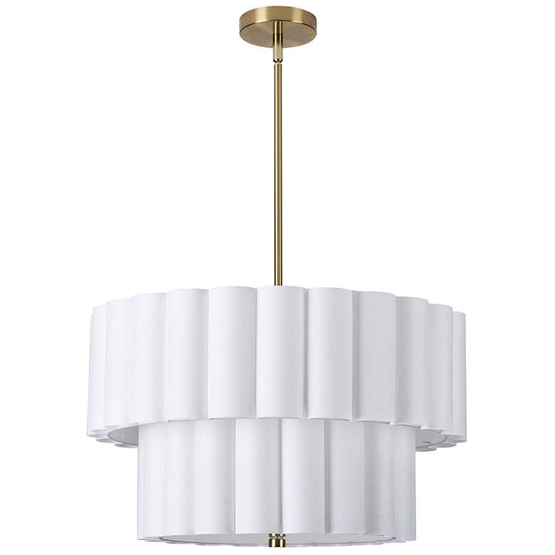 Image 1 Pacifica 22" Wide 4-Light Aged Brass Finish Pendant w/ White Shade