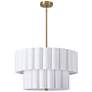 1_Pacifica 22" Wide 4-Light Aged Brass Finish Pendant w/ White Shade