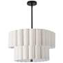 1_Pacifica 22" Wide 4-Light Matte Black Finish Pendant w/ Flax Shade