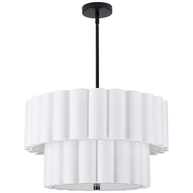 Image 1 Pacifica 22" Wide 4-Light Matte Black Finish Pendant w/ White Shade