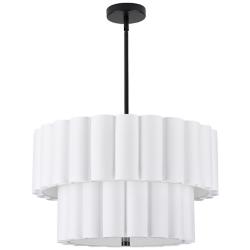 Pacifica 22" Wide 4-Light Matte Black Finish Pendant w/ White Shade