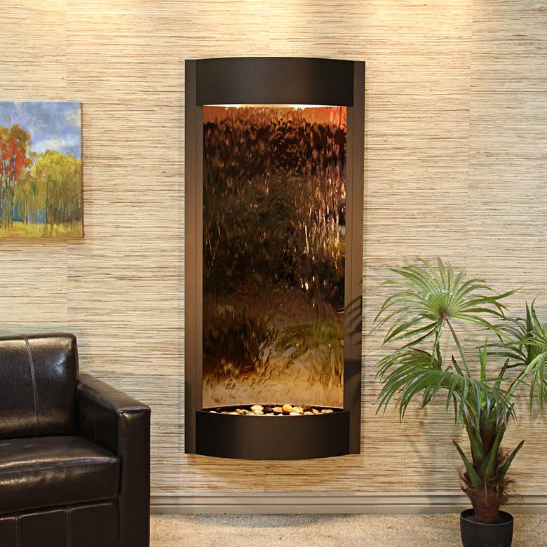 Image 1 Pacifica Waters 69" High Antique Bronze Mirror Wall Fountain