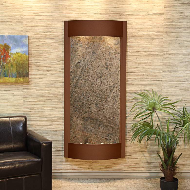 Image 1 Pacifica Waters 69" High Brown and Green Stone Wall Fountain