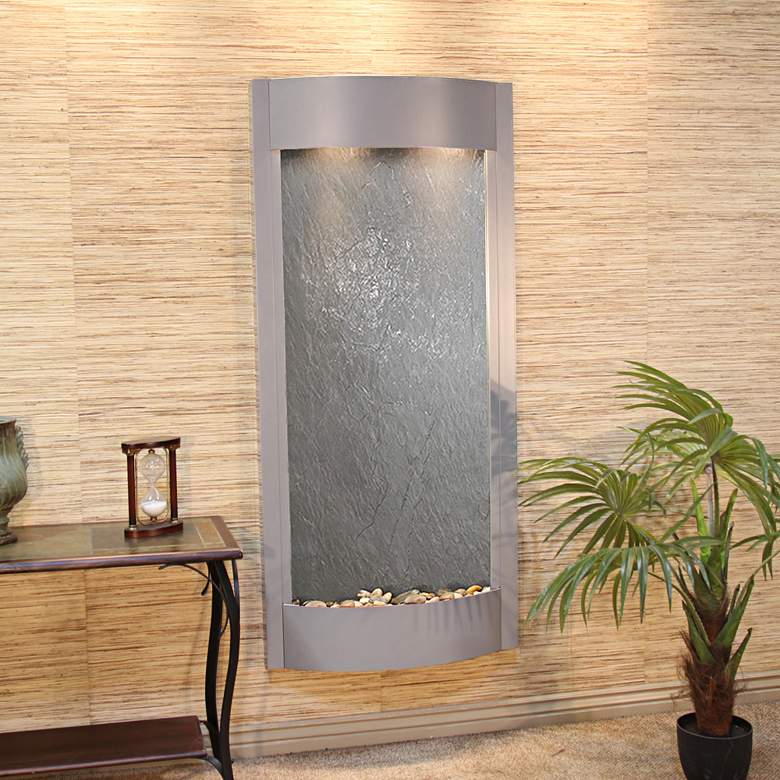 Image 1 Pacifica Waters 69" High Silver and Stone Wall Fountain
