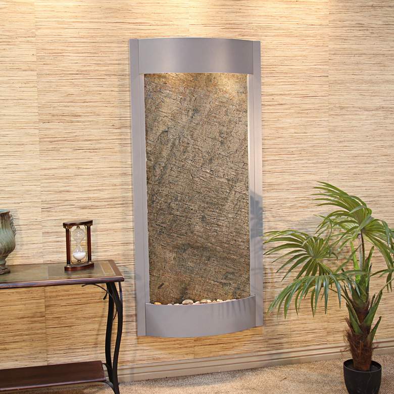 Image 1 Pacifica Waters 69" Silver and Stone Modern Wall Fountain
