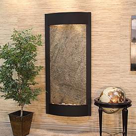 Image1 of Pacifica Waters 69"H Black and Green Stone Wall Fountain