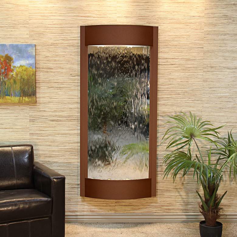 Image 1 Pacifica Waters 69"H Brown and Silver Mirror Wall Fountain