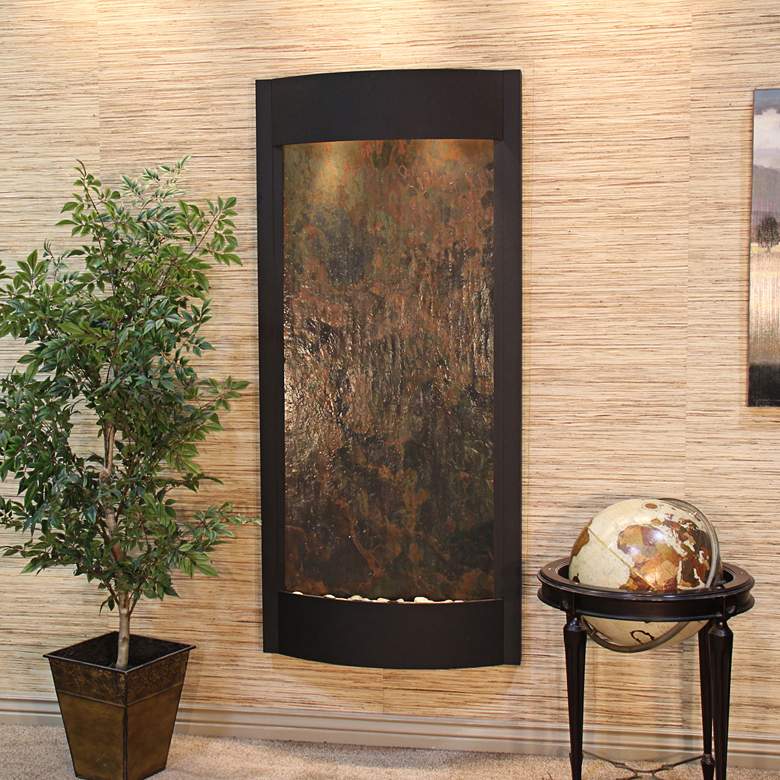 Image 1 Pacifica Waters 69"H Multi-Color Stone Black Wall Fountain