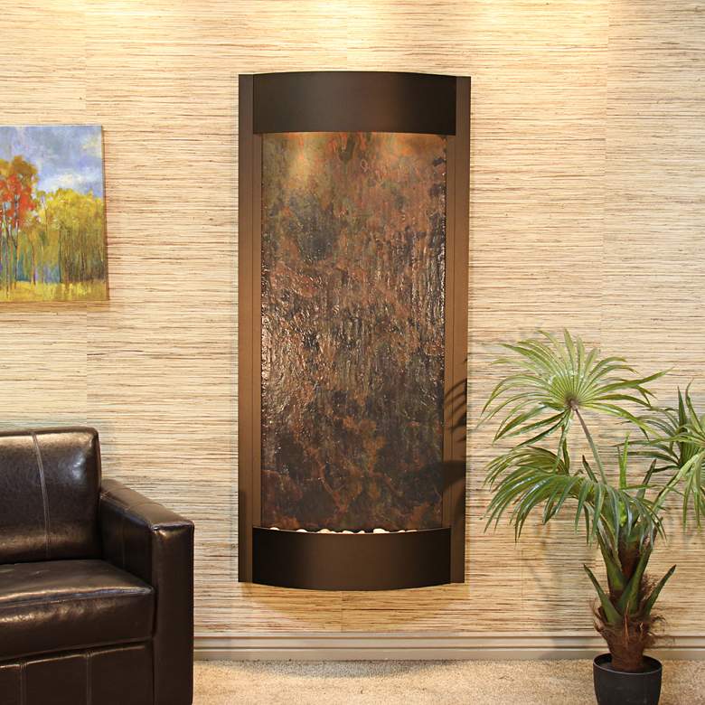 Image 1 Pacifica Waters 69"H Multi-Color Stone Bronze Wall Fountain