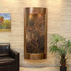 Image1 of Pacifica Waters 69"H Multi-Color Stone Copper Wall Fountain