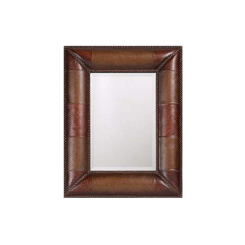 Image 1 Padded Faux Leather Rectangular 35" High Wall Mirror
