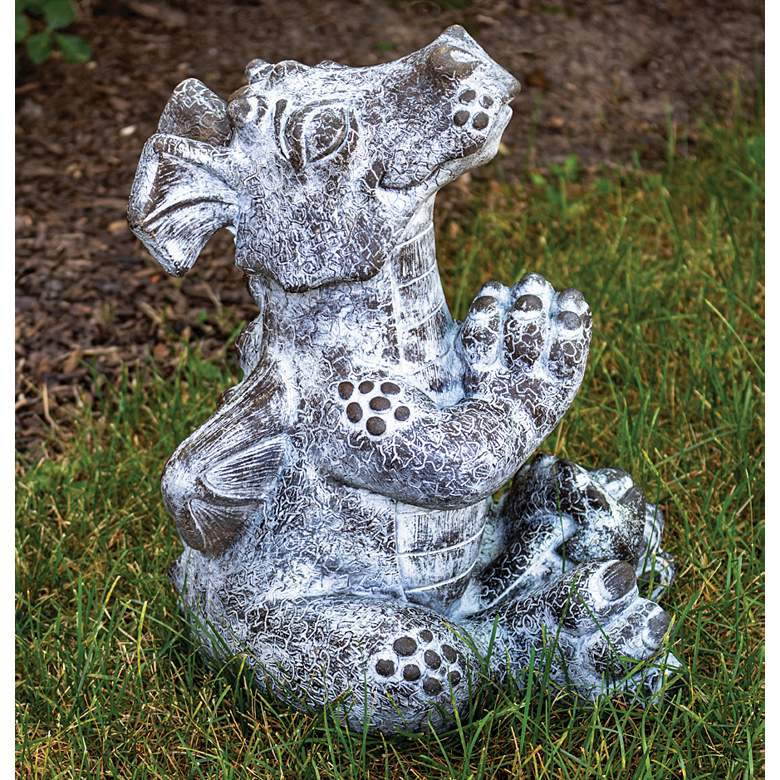 Image 1 Paddy the Peaceful Dragon 16 inchH Relic Mocha Outdoor Statue