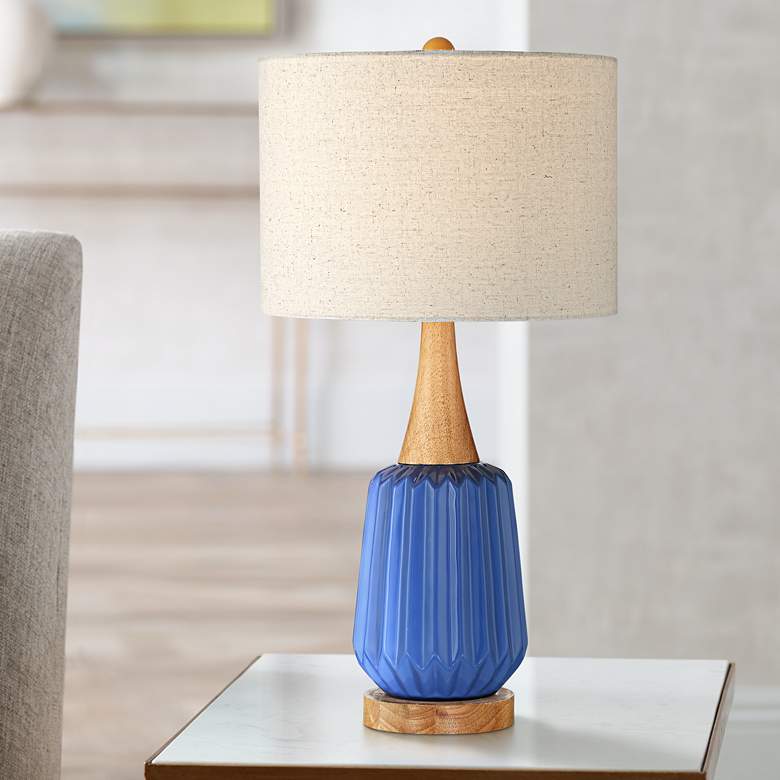 Image 1 Padre Blue Mid-Century Ceramic Table Lamp