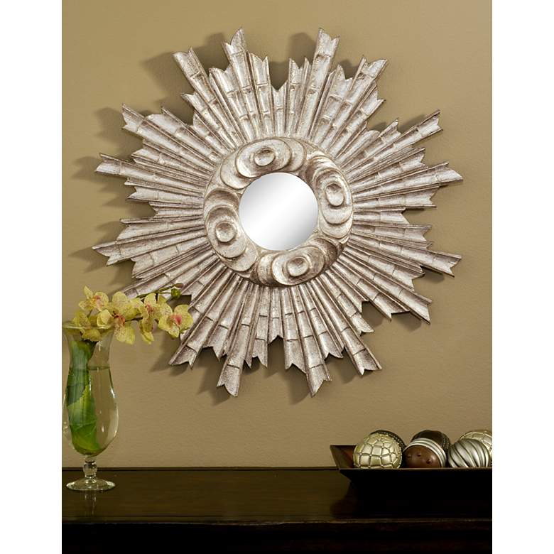 Image 1 Padrone Silver 25 inch Round Wall Mirror