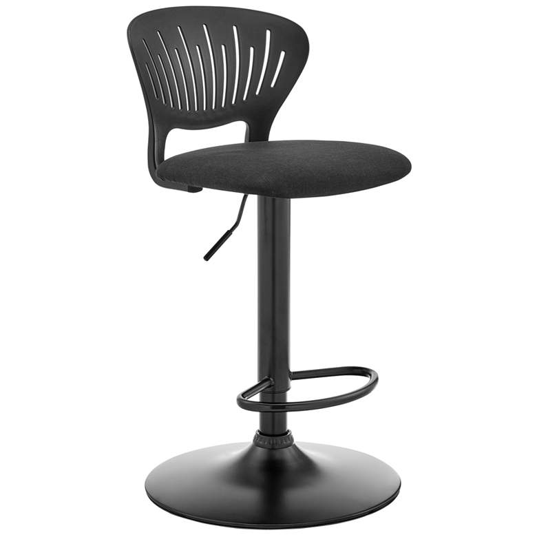 Image 1 Padua Adjustable Swivel Barstool in Matte Black Finish, Black Upholstery