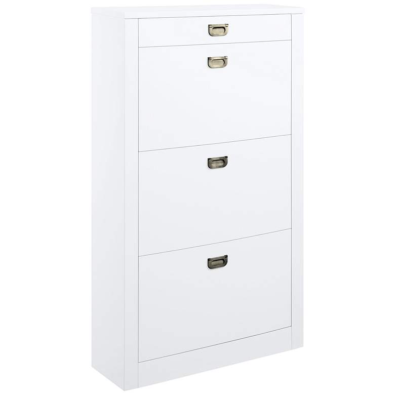 Image 1 Pagan 28 inch Wide White High Gloss Wood Shoe Cabinet