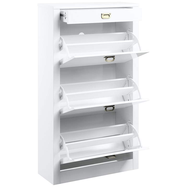 Image 4 Pagan 28 inch Wide White High Gloss Wood Shoe Cabinet more views