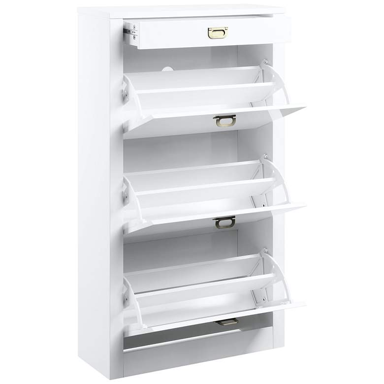Image 4 Pagan 28" Wide White High Gloss Wood Shoe Cabinet more views