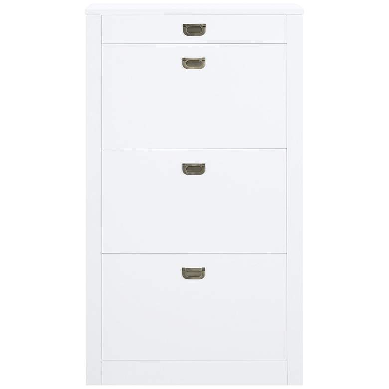 Image 5 Pagan 28 inch Wide White High Gloss Wood Shoe Cabinet more views