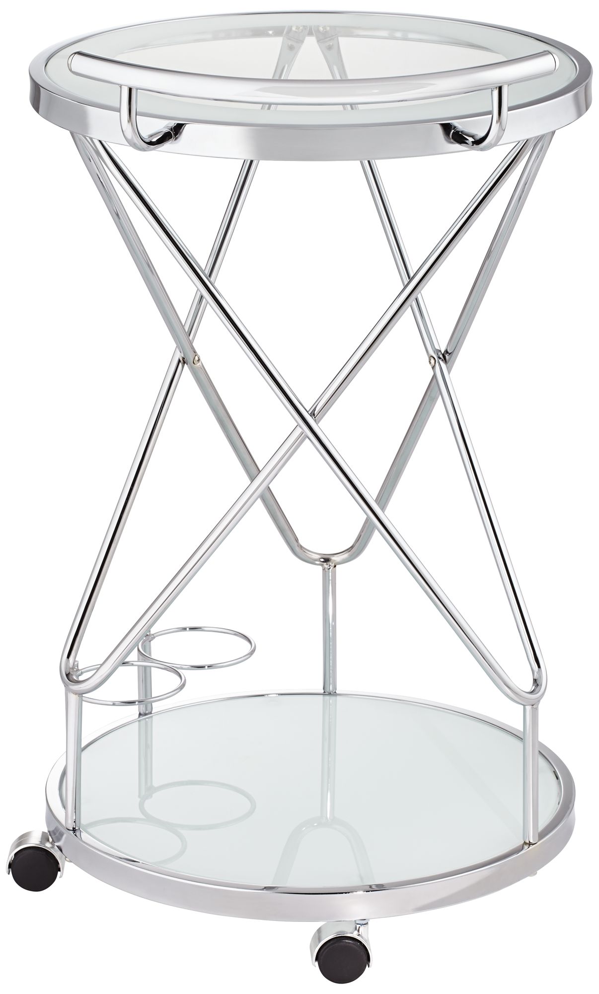 Page 29 1/2" High Glass and Chrome Rolling Serving Bar Cart in scene
