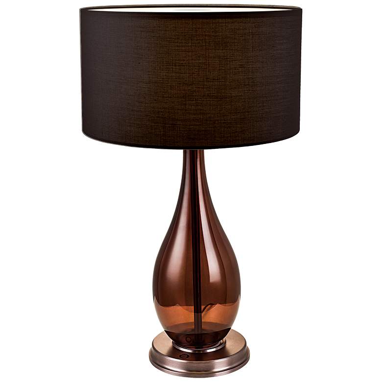 Image 1 PageOne Fabio 21 inch High Black and Deep Taupe Modern Glass Table Lamp