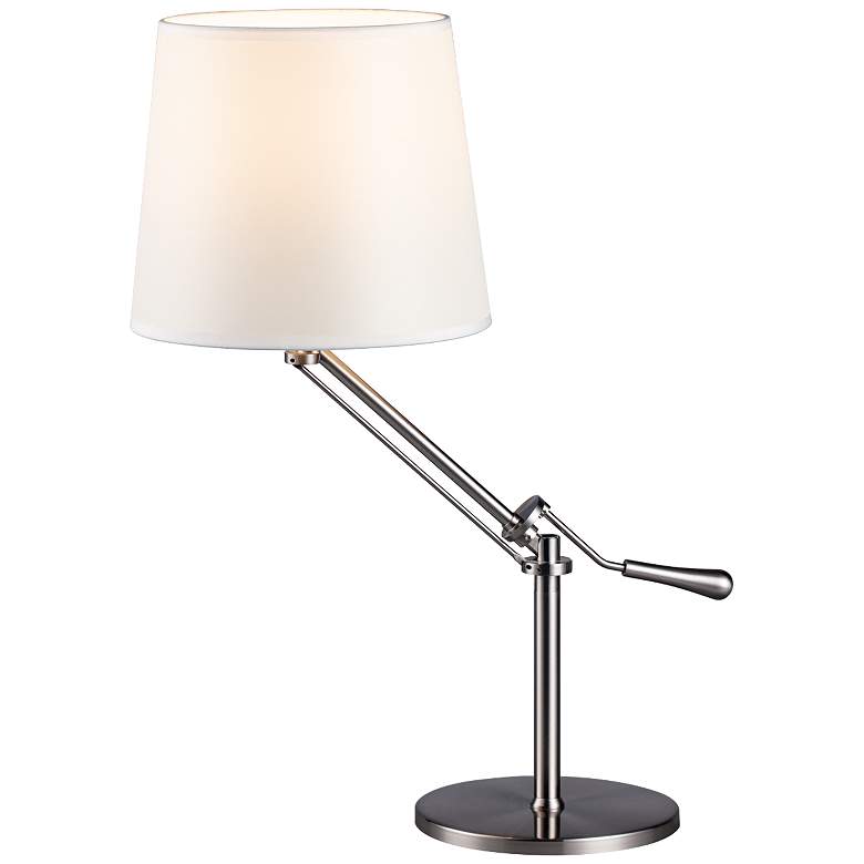 Image 1 PageOne Nero 10 1/4" High Modern Nickel Boom Arm Accent Table Lamp